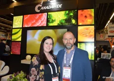 It was very busy at the new booth of Montreal-based Canadawide. Pictured are Jessica Dubé and George Pitsikoulis.